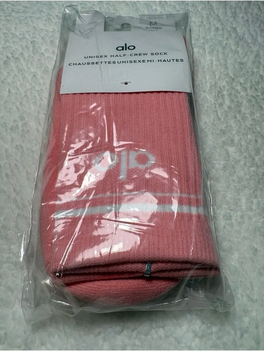 ALO Yoga Unisex Half-Crew Socks in Pink, Black, White - 3-Pack
